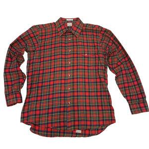 Men’s Brooks Brothers Large Tartan Plaid Flannel LS Shirt Red/Green 100% Cotton
